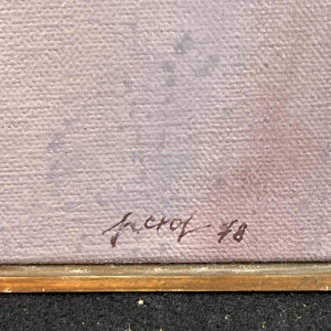 LUC PEROT Female nude in the studio with mirror painting oil on canvas 1978