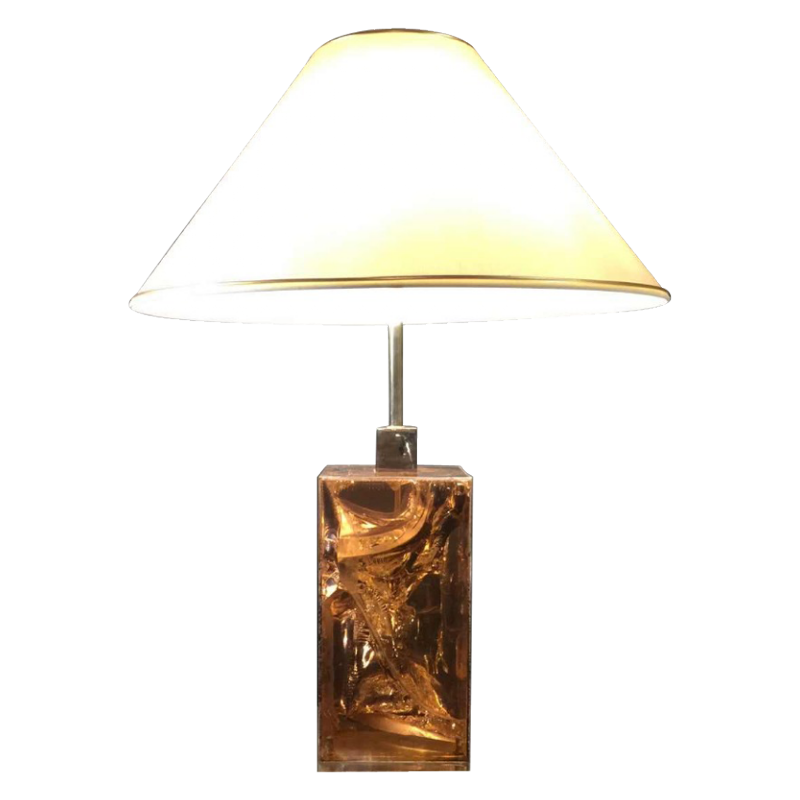 Pierre Giraudon, lampe à poser prisme en " Résine Fractale ", bronze argenté, 1970s