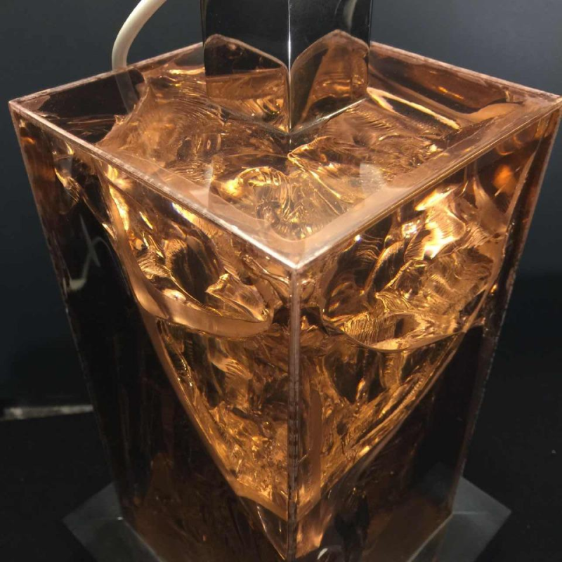 Pierre Giraudon " Resine Fractale " Prism Table Lamp, Silvered Bronze, 1970s