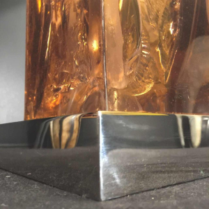 Pierre Giraudon, lampe à poser prisme en " Résine Fractale ", bronze argenté, 1970s