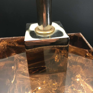 Pierre Giraudon " Resine Fractale " Prism Table Lamp, Silvered Bronze, 1970s