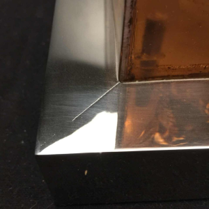 Pierre Giraudon " Resine Fractale " Prisma Tafellamp, verzilverd brons, 1970s