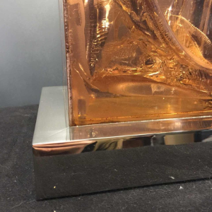 Pierre Giraudon, lampe à poser prisme en " Résine Fractale ", bronze argenté, 1970s