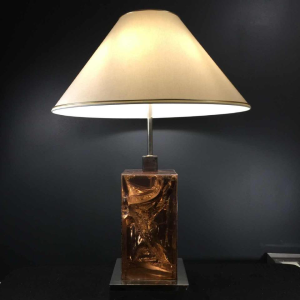 Pierre Giraudon " Resine Fractale " Prism Table Lamp, Silvered Bronze, 1970s