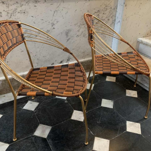 SÃ©rie de 6 Fauteuils ExtÃ©rieur 'Scoubidou' Patio Italiens Vintage Jardin, 1950s