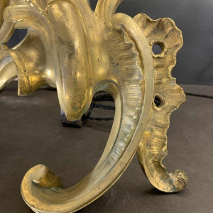 Pair of Large Louis XV Rocaille Chenets Lamps, Ormolu Gilt Bronze 18th Century