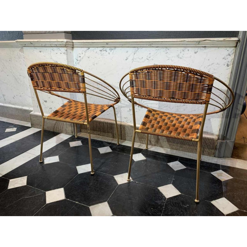 SÃ©rie de 6 Fauteuils ExtÃ©rieur 'Scoubidou' Patio Italiens Vintage Jardin, 1950s