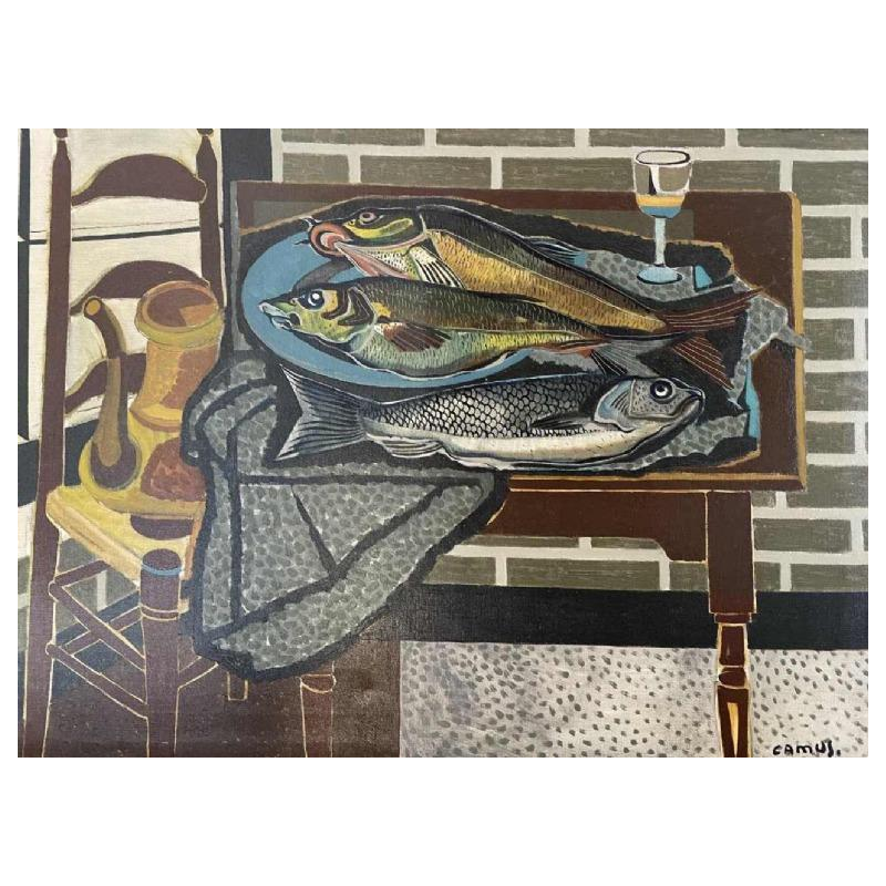 Gustave CAMUS (1914-1984) « La table brune » 1952 hst 73x100 cm