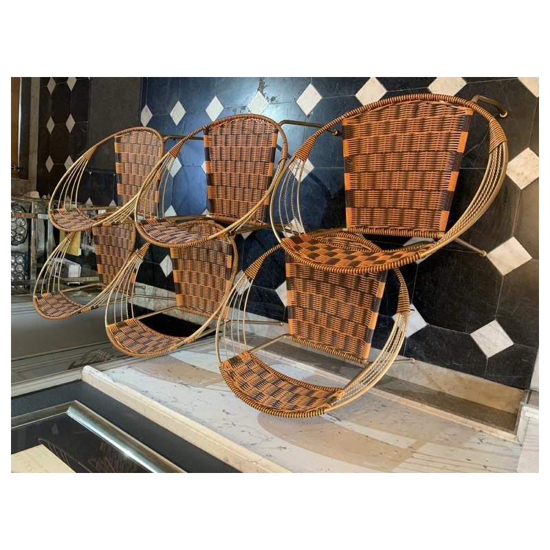 SÃ©rie de 6 Fauteuils ExtÃ©rieur 'Scoubidou' Patio Italiens Vintage Jardin, 1950s