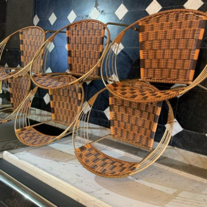 Set of 6 Vintage Italian Outdoor Patio 'Scoubidou' Loung Chair Armchairs , 1950s