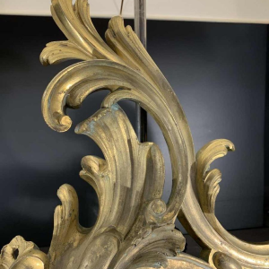 Paire de Grandes Lampes Chenets Louis XV Rocaille en Bronze dorÃ© Ormolu, ca 1750