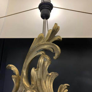 Pair of Large Louis XV Rocaille Chenets Lamps, Ormolu Gilt Bronze 18th Century