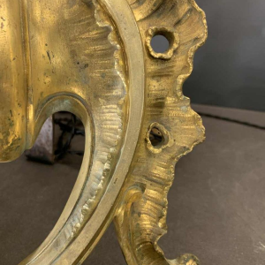 Pair of Large Louis XV Rocaille Chenets Lamps, Ormolu Gilt Bronze 18th Century