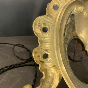 Paire de Grandes Lampes Chenets Louis XV Rocaille en Bronze dorÃ© Ormolu, ca 1750