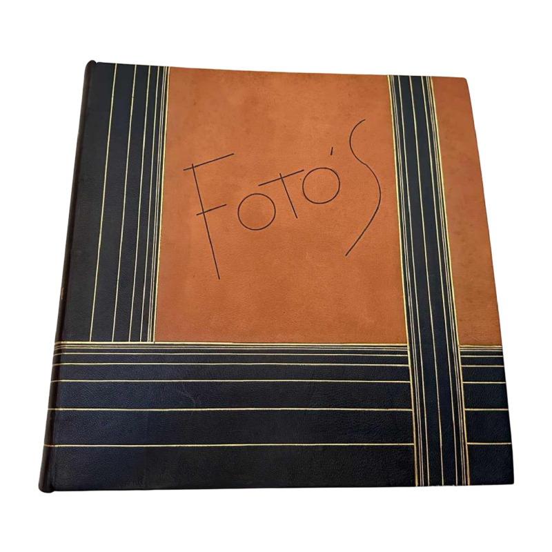 Art Deco fotoalbum, leer en messing