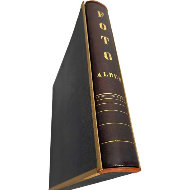 Art Deco photo album, leather and brass