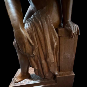 Auguste Guénot "Young woman in the bath" sculpture / carved wood