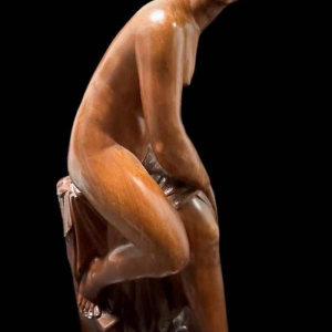 Auguste Guénot "Jeune femme au bain" sculpture / bois sculpté