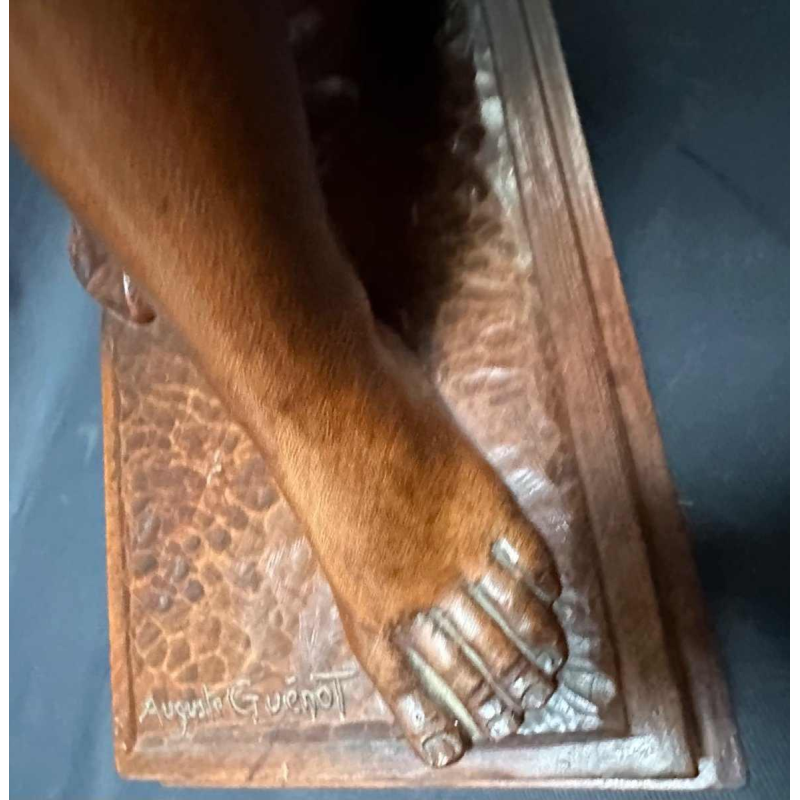 Auguste Guénot "Young woman in the bath" sculpture / carved wood