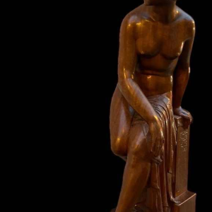 Auguste Guénot "Jeune femme au bain" sculpture / bois sculpté