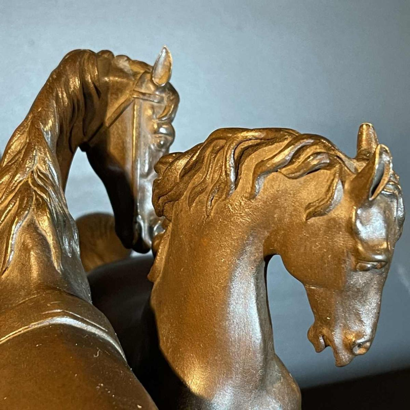 "L'accolade" animal sculpture, bronze animal horse / horses, 19th century