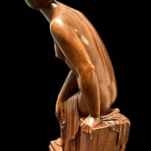 Auguste Guénot "Jeune femme au bain" sculpture / bois sculpté