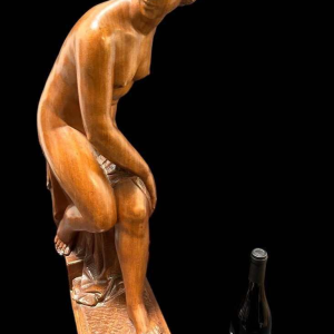 Auguste Guénot "Young woman in the bath" sculpture / carved wood