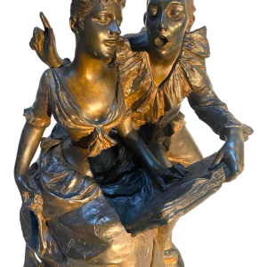 Georges Van Der Straeten "Le Pierrot dragueur" sculptuur, artistiek brons (regule)