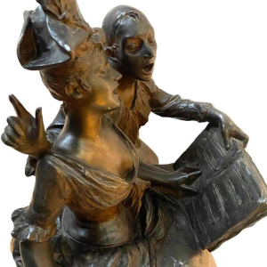 Georges Van Der Straeten "Le Pierrot dragueur" sculptuur, artistiek brons (regule)