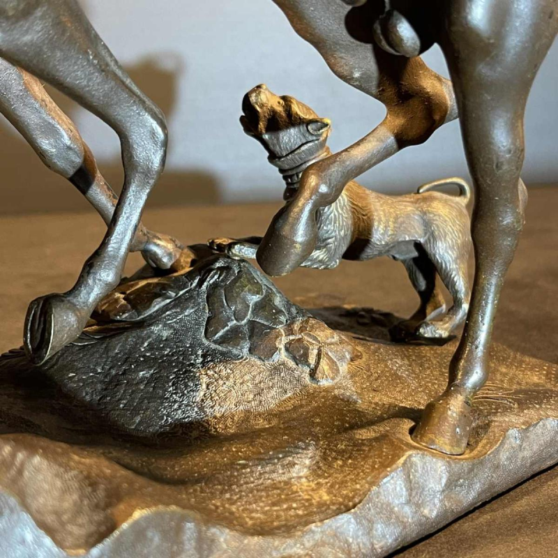 "L'accolade" animal sculpture, bronze animal horse / horses, 19th century