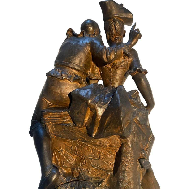 Georges Van Der Straeten "Le Pierrot dragueur" sculptuur, artistiek brons (regule)