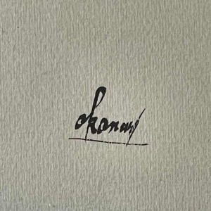 Gouache stylisée de l'école africaine vers 1960. Porte une signature