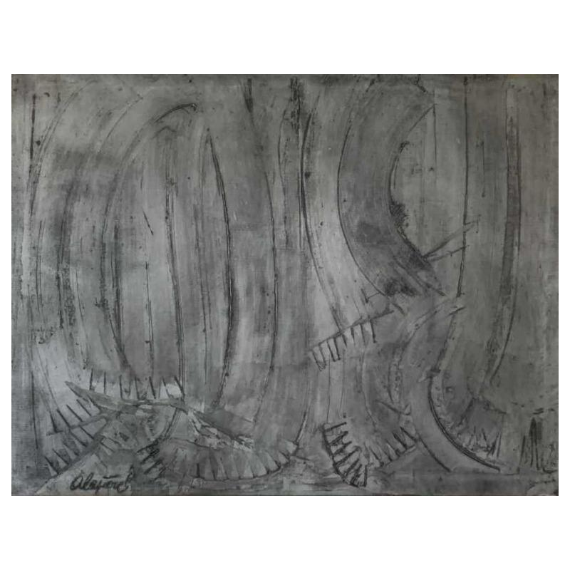 ANDRE LAPIERE 1966 ' Cascade Ardennes ' Grand Tableau Abstrait, huile sur toile