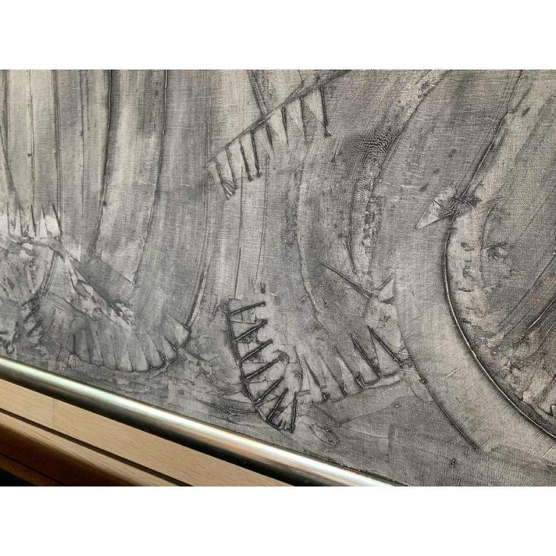 ANDRE LAPIERE 1966 ' Cascade Ardennes ' Grand Tableau Abstrait, huile sur toile