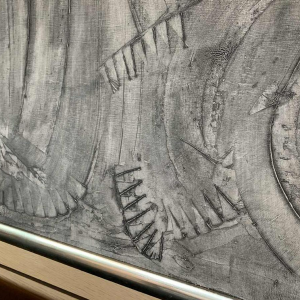 ANDRE LAPIERE 1966 ' Cascade Ardennes ' Grand Tableau Abstrait, huile sur toile