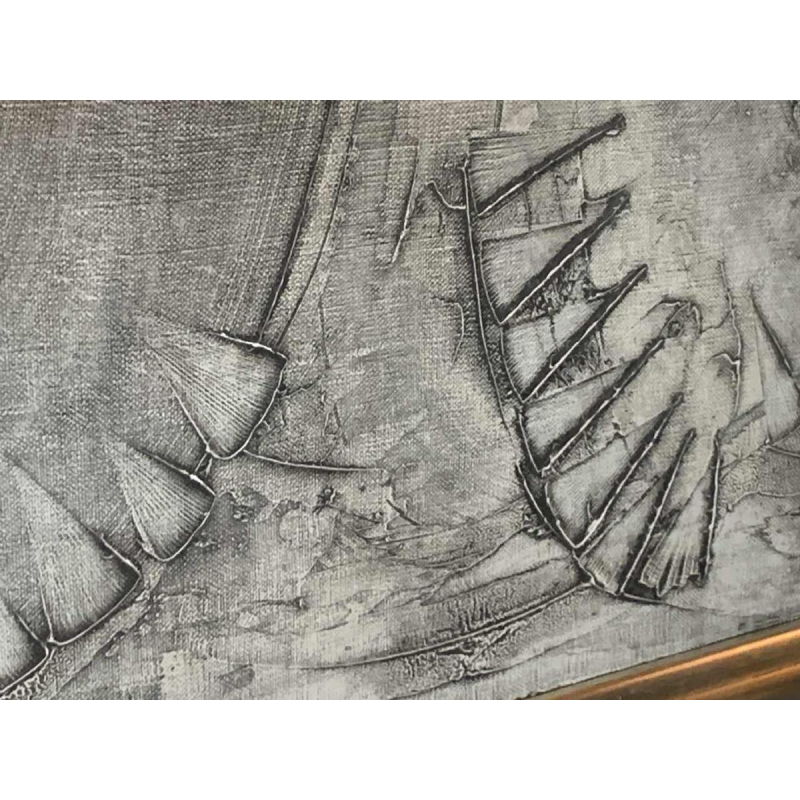 ANDRE LAPIERE 1966 ' Cascade Ardennes ' Grand Tableau Abstrait, huile sur toile