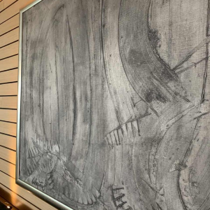 ANDRE LAPIERE 1966 ' Cascade Ardennes ' Grand Tableau Abstrait, huile sur toile