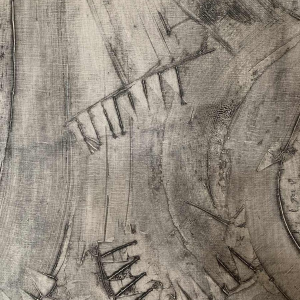 ANDRE LAPIERE 1966 ' Cascade Ardennes ' Grand Tableau Abstrait, huile sur toile