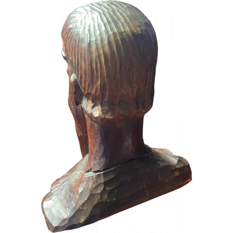 Marcel Wolfers "Tête de sage chinois", sculpture en bois
