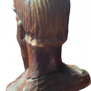 Marcel Wolfers "Hoofd van een Chinese wijze", houten sculptuur