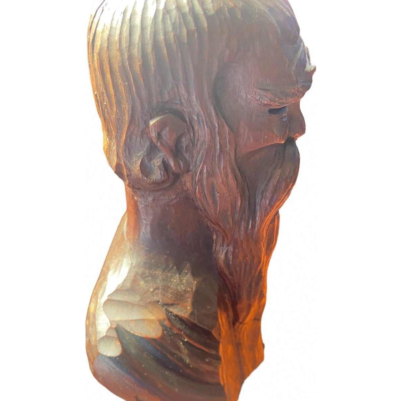 Marcel Wolfers "Head of a Chinese sage", wood sculpture