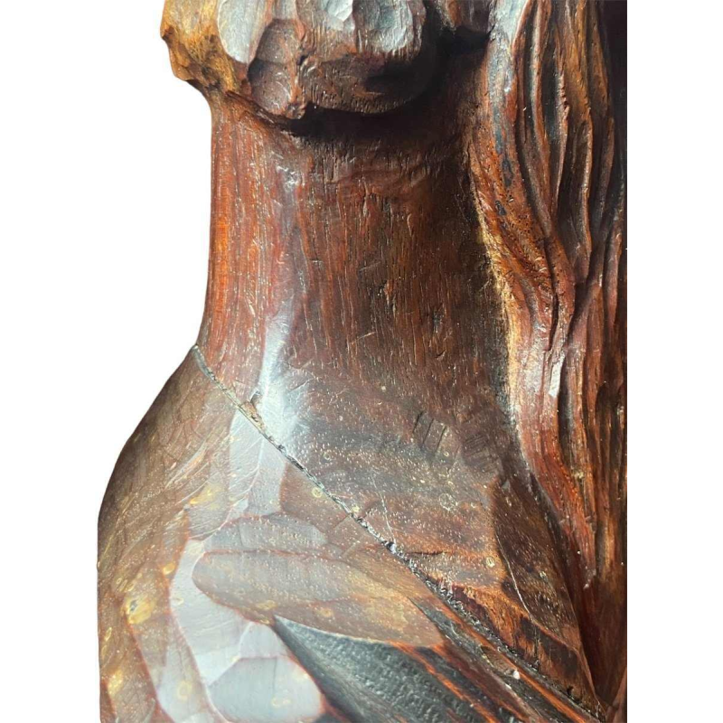 Marcel Wolfers "Tête de sage chinois", sculpture en bois