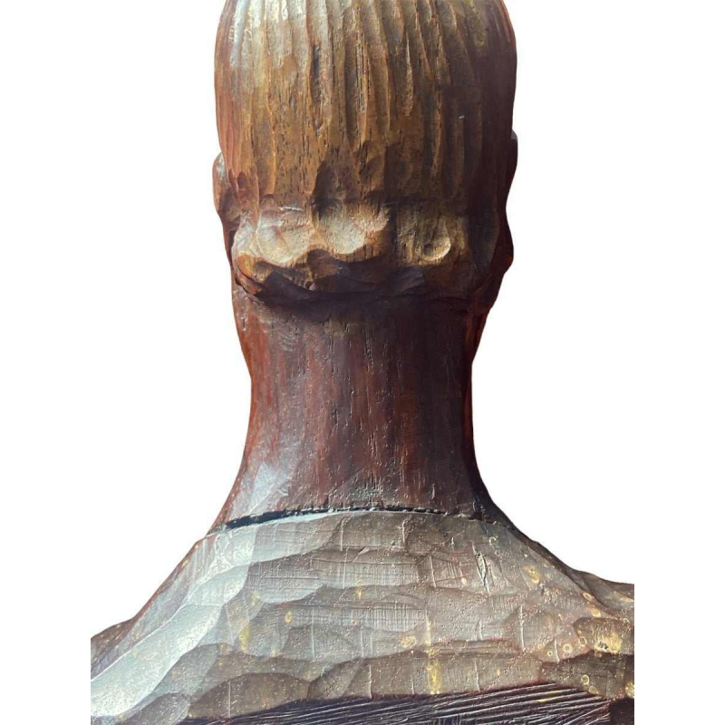 Marcel Wolfers "Tête de sage chinois", sculpture en bois