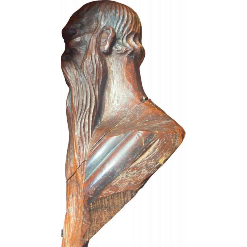 Marcel Wolfers "Hoofd van een Chinese wijze", houten sculptuur