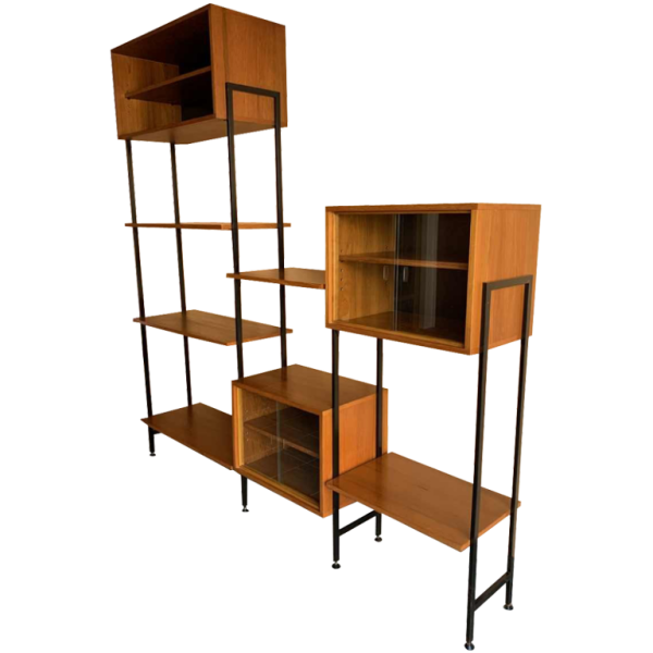 MDK Teak Wall Unit, Vintage Modular Shelf, Scandinavian Design Style, 1960s