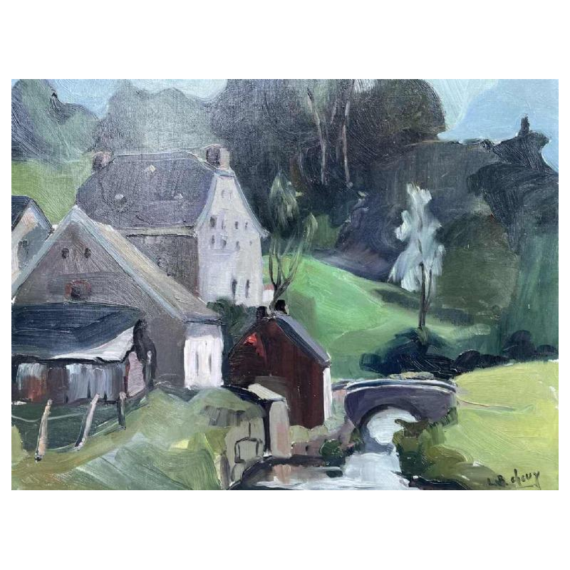Louise BOXUS -CHEVY « Paysage ardennais » huile sur toile