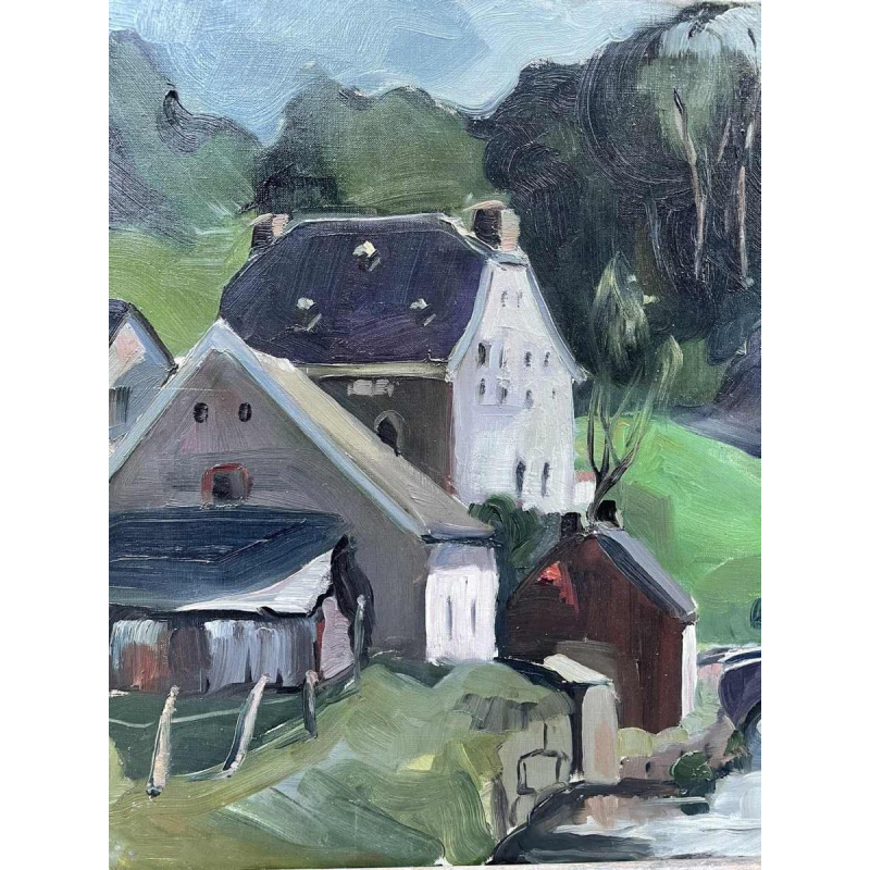 Louise BOXUS -CHEVY « Paysage ardennais » huile sur toile