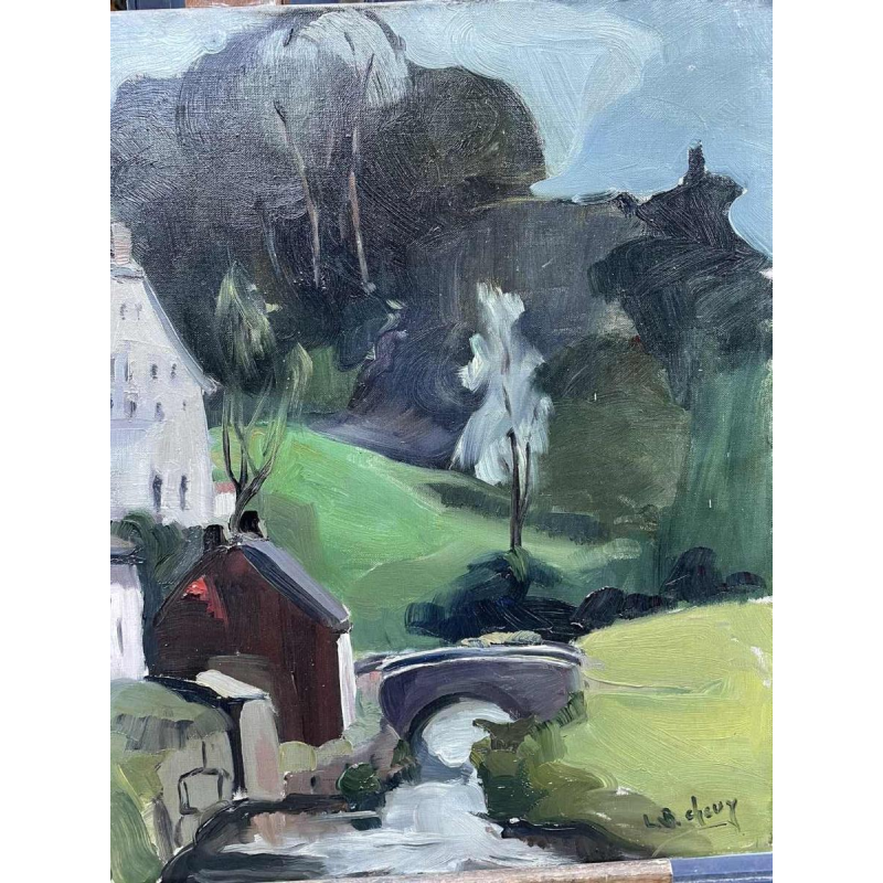 Louise BOXUS -CHEVY “Ardennes landscape” oil on canvas