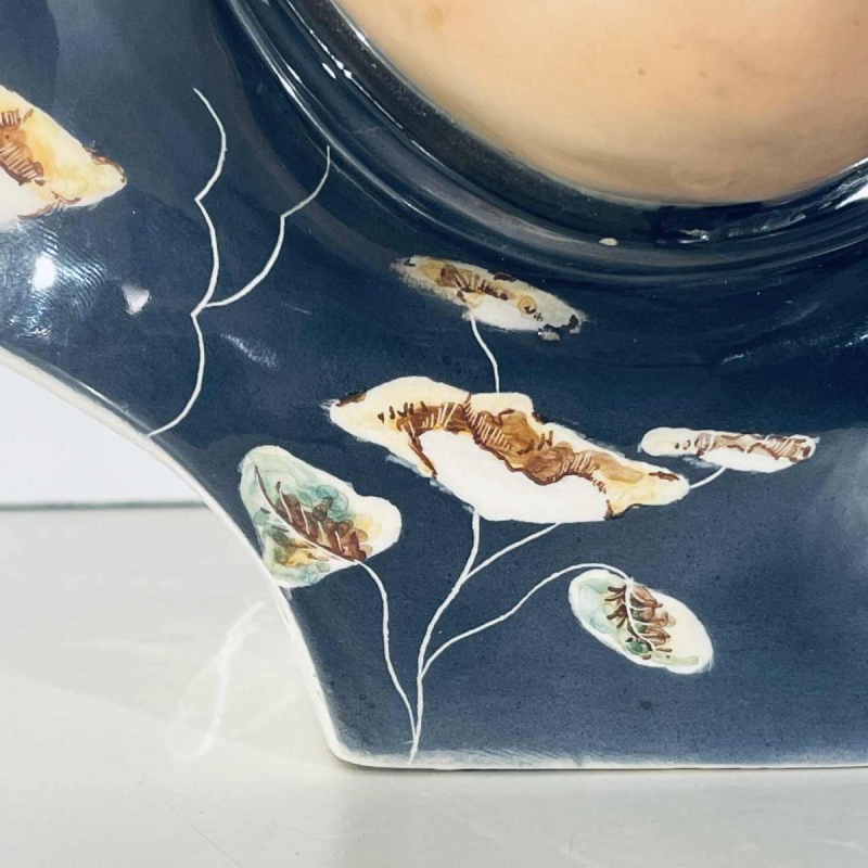 TRIART BASSANO 'Woman's Face with Veil' bust sculpture, polychrome ceramic Art Deco, circa 1940