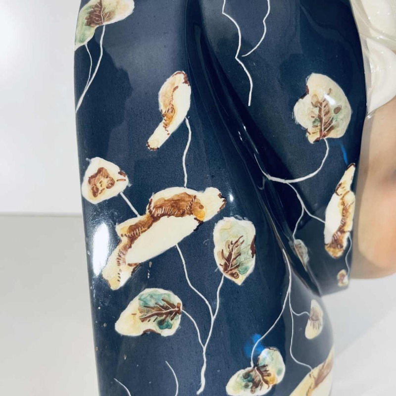 TRIART BASSANO 'Woman's Face with Veil' bust sculpture, polychrome ceramic Art Deco, circa 1940